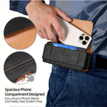 PU Leather Magnetic Buckle Flip Phone Bag Waist Belt Cards Case Pouch for Daily Outdoor Use