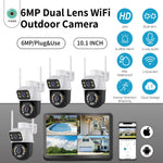 LinkMejor 6MP HD 4CH Wireless Security Camera System Dual Lens WiFi Indoor Outdoor IP66 Weatherproof Night Vision 2 Way Audio Human Tracking for Home Surveillance CCTV Cameras