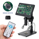LinkMejor 26MP HDMI-compatible Digital Microscope 2100X Digital Magnification Adjustable 7 inch Screen 60fps Hight Frames Rate Microscope Camera with HDR Mode Can Eliminate Metal Reflection For Soldering HY-2070