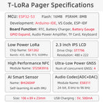 LinkMejor® T-Lora Pager ESP32-S3 LoRa SX1262 Wireless RF Module Dual-mode RFID/NFC RTC GNSS Ai Programmable Handheld AIoT Device