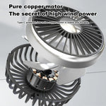 Dual Head Car Clip Fan With LED Light 360° Rotatable Car Cooler Fan Low Noise Cooling Fans Type C Car Electrical Fan