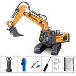 LinkMejor 1061 RTR 1/20 2.4G 11CH RC Car Excavator Alloy Bucket Simulated LED Light Sound 360° Infinitely Rotation Remote Controlled Engineering Vehicle Desktop Toys Model Collection Gift For Boys