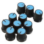10Pcs Plastic For Rotary Taper Potentiometer Hole 6mm Knob Double Potentiometer Amplifier Plastic Knob 15*17 Switch Cap