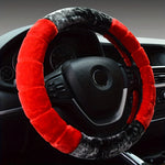 Car Steering Wheel Cover  Winter Warm Fluffy Plush Short Plush Universal 15-Inch Cute Cartoon Ear Shape Car Steering Wheel Protective Cover