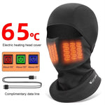WEST BIKING 65° Electric Heating Cycling Headcover 3 Gears Heated Soft Comfy Windproof Warm Headwear for Riding Skiing Helmet (No Power Bank)
