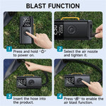 QS213 12V 6000mAh / 10000mAh Portable Multifunction Inflatable Blower Jump Starter All-in-One Dual-screen Digital Display Fast Charging Power Bank