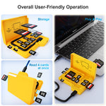 Budi CP585Y Folder Style Reader 4 Card Simultaneous Reading 4 SD+11 TF Cards Storage USB3.0 Type-C 5Gbps High Speed Data Transfer Portable Card Reader