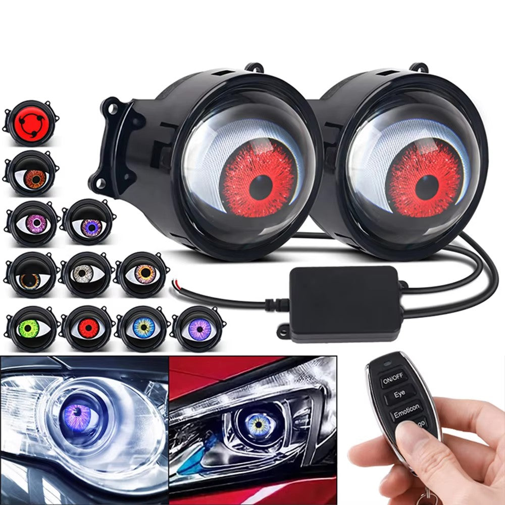 LinkMejor Headlight with Dual Dynamic Devil Eye Design Multiple Modes for Cars Motorcycles Universal