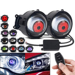 LinkMejor Headlight with Dual Dynamic Devil Eye Design Multiple Modes for Cars Motorcycles Universal