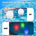 Solar Pool Floater Light Chlorine Dispenser RGB LED Color Changing Solar Powered UV Resistant Large Tablet Capacity Pool Sanitizer