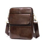 Ekphero Zipper Genuine Leather Messenger Bags Business Small Crossbody Bag Casual Travel Flap Shoulder Bag