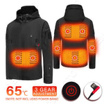 LinkMejor Unisex Heated Jacket - 7 Heating Zones, 3-Level Temperature Control, Windbreaker Thermal, High Neck Hooded Coat for Winter Outdoor Sport