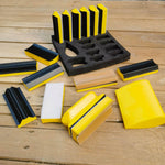 Interchangeable Hand Sanding Block Set 16 Shapes Hook and Loop Pads Perfect for Woodworking Auto Paint Crafts and Furniture Sanding