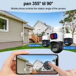 LinkMejor 4G 15MP HD Three-lens Solar Security Camera Outdoor PTZ Night Vision 2-Way Audio Blue Red Light Deterrent 24/7 Recording Waterproof Outdoors CCTV Cameras