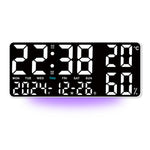 15 Inch Digital Wall Clock with Atmosphere Lights Remote Control Temp Humidity Display LED Table Clock Multifunctional Alarm Clock
