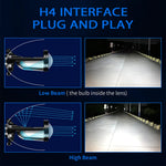 2pcs H4 LED Projector Mini Lens Auto Car LED Headlight Bulb Kit Conversion High & Low Beam 6000K Turbo Fan Car Light Lamp