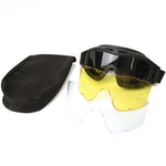 LinkMejor Tactical Goggles 3 Lens Soft Windproof UV400 Protection Glasses For Cycling Safe Protection