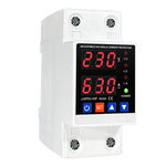Dual Display 40A 63A 80A 230V Din Rail Adjustable Digital Over Under Voltage Relay Surge Protector Limit Over Current Protection