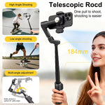 LinkMejor X3 3-Axis AI Tracking Anti-Shake Gimbal Stabilizer Built-in Telescopic Rod with Light and AI Module for Smartphone