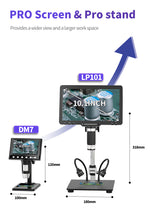 LP101 10.1 Inch Digital Microscope Industrial ,Adjustable Angle Wireless Remote Control Coin Identification Touch Dimming
