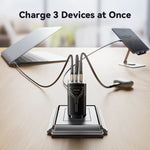 [GaN Tech] KUULAA KL-CD64 65W 3-Port USB PD Charger USB-A+2USB-C PD Fast Charging Wall Charger Adapter EU Plug US Plug for iPhone 16 16 Pro 15 14 13 Pro Max for Xiaomi 15 Ultra for Samsung Galaxy S25 Ultra for Huawei Pura X