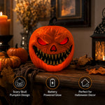 Elfeland Halloween LED Lantern Light Voice-Activated Electric Ambience Pumpkin Night Lamp for Indoor Outdoor Holiday Decoration