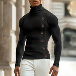LinkMejor Mens Solid Color Textured Pullover Long Sleeve Sweater Fashion Slim Fit High-collar Sweater for Male S 5XL