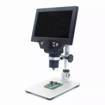 LinkMejor G1200 Digital Microscope 12MP 7 Inch Large Color Screen Large Base LCD Display 1-1200X Continuous Amplification Magnifier with Aluminum Alloy Stand Power Supply Version