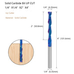 LinkMejor 6.35mm 1/4" Shank Solid Carbide Bit Up Cut Flush Trim Bit Down Cutter Compression Flush Trim Bit Router Bit Nano Blue Coated