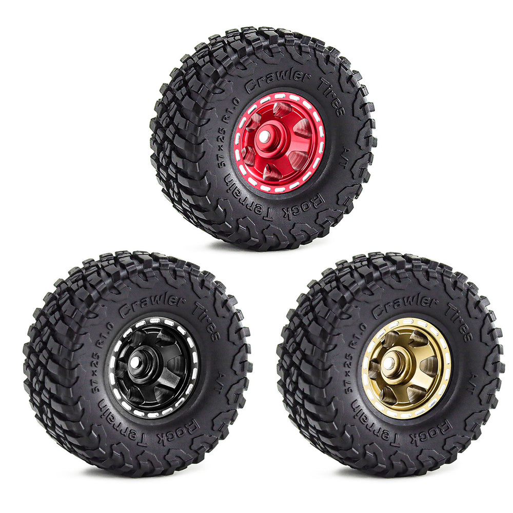 4PCS 1.0 Inch Aluminum Alloy Blade Wheels Gravel Tires Spare Parts for SCX24 FMS24 TRX4M RC Climbing Car Vehicle Models Accessories
