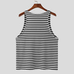 LinkMejor Mens Striped U-Neck Sleeveless Casual Vest Simple Gym Sports Tank Top