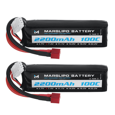 LinkMejor 7.4V 2200mAh 100C 2S Lipo Battery T Plug with XT60 Adapter for RC Models
