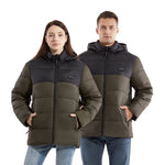 LinkMejor HJ-15G Unisex Cotton-padded Heated Jacket - 15 Heating Areas, USB/DC Charging, Winter Electric Thermal Warm Jacket for Outdoor Hiking Camping