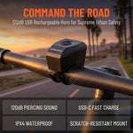 LinkMejor 120dB MTB Electric Bells with Strap Mountain Bike Loud Bell Type‑C Charging Electronic Super Loud Bell E-bike Scooter