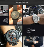 LinkMejor Men Multi-functional Watch Sports Chronograph Wristwatch Waterproof Calendar Quartz Watch Comfortable Silicone Strap