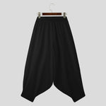 LinkMejor Mens Trendy Wide Leg Pants Solid Color Casual Loose Foots-binding Pants Plus Size, Spring Fall, S-5XL