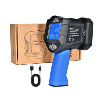 Professional HP-8000D LED Stroboscope Flash Tachometer 60-1,000,000 RPM 0.001% Accuracy HD TFT Display 1500LUX USB Rechargeable