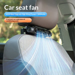 KLX09 Car Seat Fan 3000mAh Battery 3-Speed Adjustable Type-C Charging Hidden Headrest Mount Dual-Duct Turbo Cooling Fan