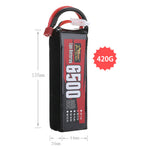 LinkMejor Power 11.1V 6500mAh 60C 3S LiPo Battery T Plug for RC Car