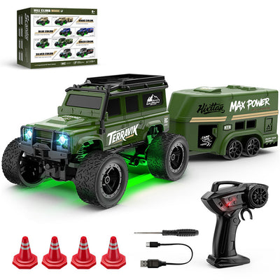 LinkMejor E88 E89 RTR 1/64 2.G RWD Mini RC Car with Suitcase Off-Road Climbing Truck LED Light Two Speed Full Scale Desktop Large Foot Remote Control Vehicles Models Boys Gifts Toys