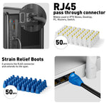 RJ45 Crimp Tool Kit Cat6 Cat5e Network Cable Tester Pass Through Connectors Wire Cutter Mini Stripper Strain Relief Boots 1000m Test Distance Crimping Cutting Stripping Tools