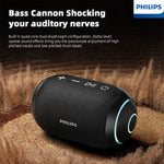 PHILIPSTAS3209 IPX7 Waterproof Speaker Portable bluetooth 5.3 Speaker 57mm Large-sized Speaker Shocking Bass RGB Lighting TWS Hands-free Call Support AUX TF Card Playback Outdoors Speakers