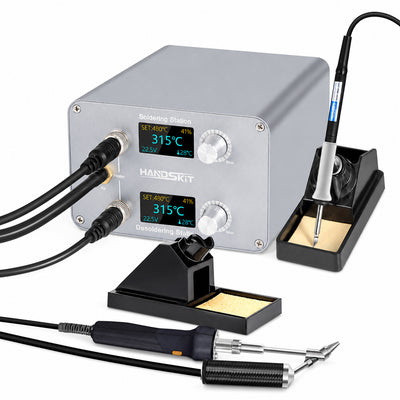 HandSkit EDP-122 Dual Electric Desoldering Soldering Station 120W AC 100-240V 150-480°C OLED Dual Display T12 Soldering Iron Handle Rotary Encoder Control