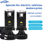 Infitary 12-36V Pair H4 LED Projector Headlight 6500K 55W Headlamp Universal for Cars and Motorcycles IP68 Waterproof