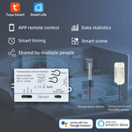 Tuya WiFi Smart Switch Temperature Humidity Dry Contact 10A AC85-265V DC7-32V App Remote Real-Time Monitoring Timer Schedule Smart Home Automation Voice Control with Alexa Google Assistant