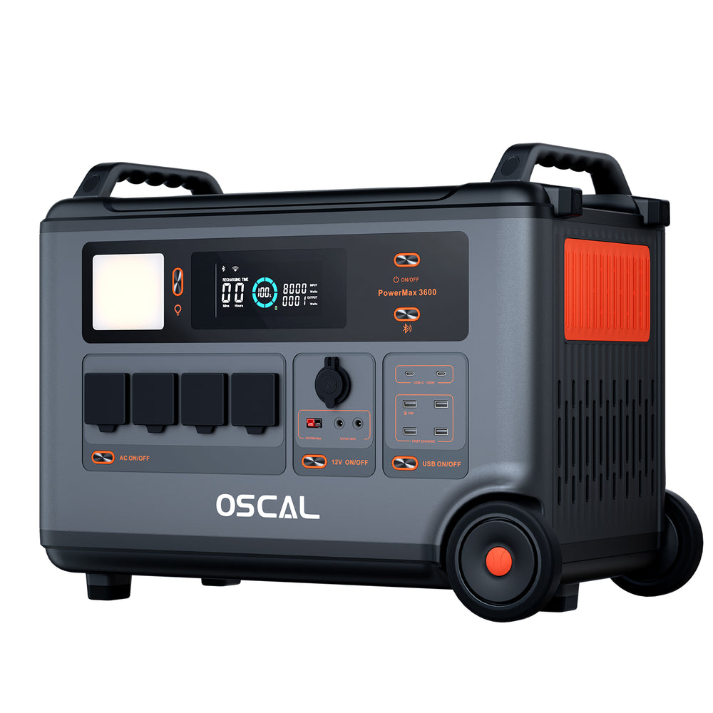 Blackview OSCAL PowerMax 6000 PM6000 Rugged Power Station with PM400 400W Foldable Solar Panel Set 3600Wh to 57600Wh LiFePO4 Battery Pack Power Station with 14 Outlets 5 LED Light Modes Morse Code Roller Power Backup for Emergency Communication Camping