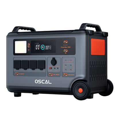 Blackview OSCAL PowerMax 6000 PM6000 Rugged Power Station with PM400 400W Foldable Solar Panel Set 3600Wh to 57600Wh LiFePO4 Battery Pack Power Station with 14 Outlets 5 LED Light Modes Morse Code Roller Power Backup for Emergency Communication Camping
