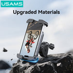 LinkMejor ZJ082 2-in-1 Full Coverage Cycling Phone Holder Shockproof Reinforced Clamp Stand 360° Rotation Single Hand Operation Fits for 4.7-7.2 Inch Phones Universal Bike Motorcycle Mount