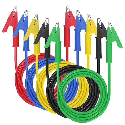 5PCS Alligator Clips Test Leads Dual Ended Crocodile Clips Insulated Flexible Copper Wire Multicolor Electrical Testing Cable
