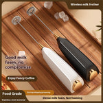 Comfook 2-in-1 Electric Milk Frother Handheld Egg Beater Wireless Mini Foam Maker for Coffee Battery Operated Whisk & Stirrer for Drinks